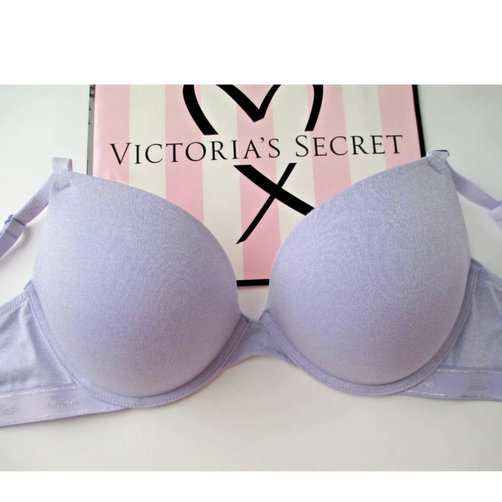 VICTORIA'S SECRET PINK Super Push-Up Bra VS Purple Cloud Shine NWT All Sizes
